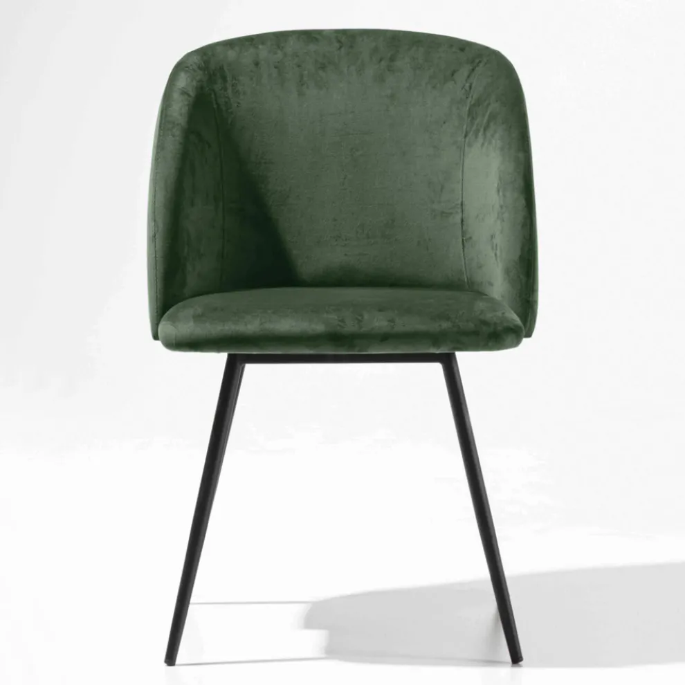 Stuhl aus Samt mit Sockel aus schwarz lackiertem Metall, 2 Stück - Havanna