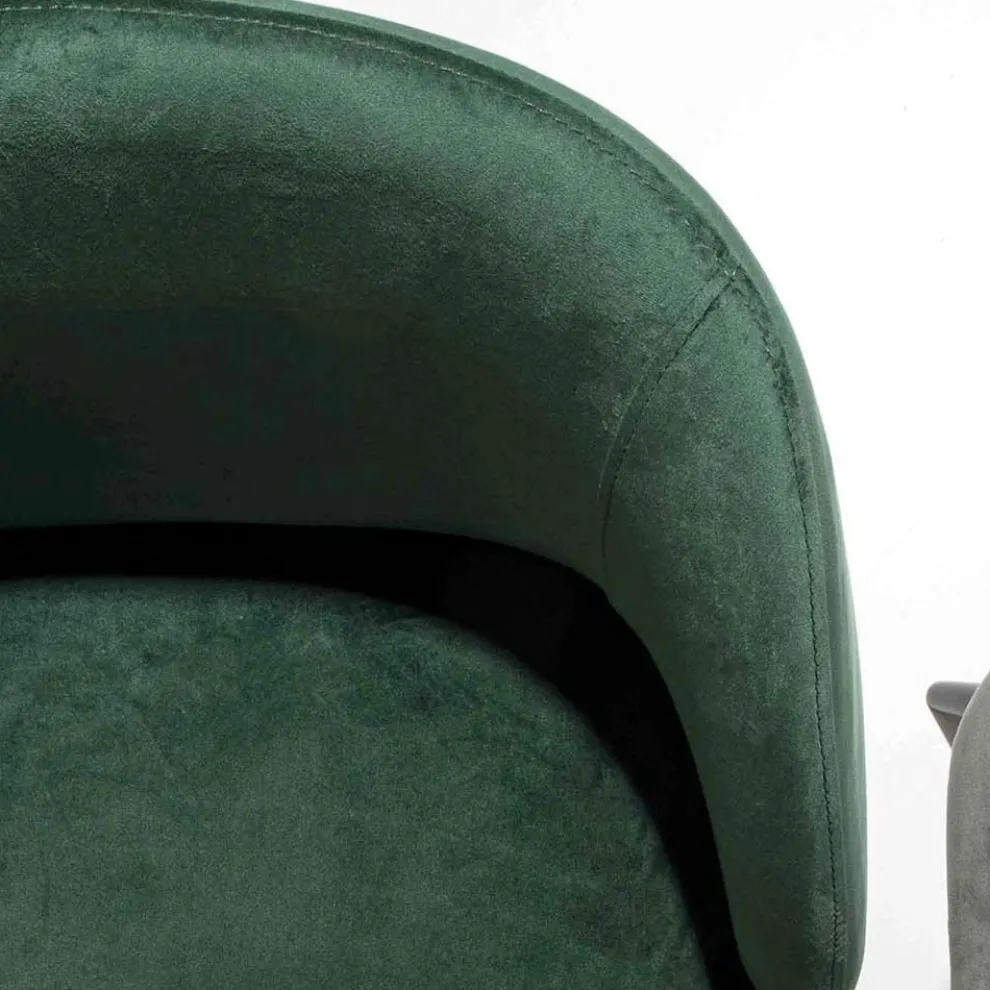 Stuhl aus Samt mit Sockel aus schwarz lackiertem Metall, 2 Stück - Havanna