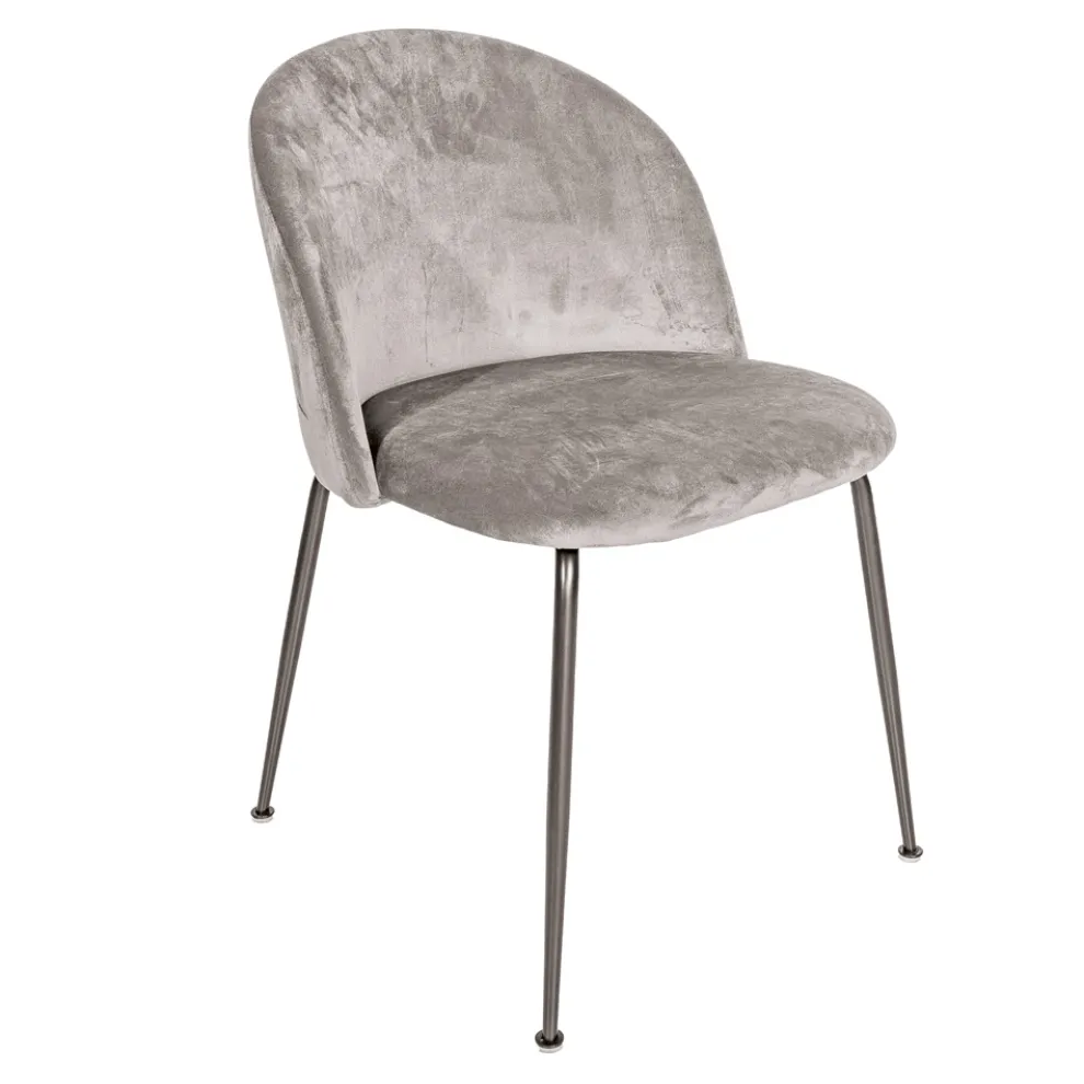 Stuhl aus schwarzem Metall und Sitzfläche aus grauem Samt Made in Italy - Meredith