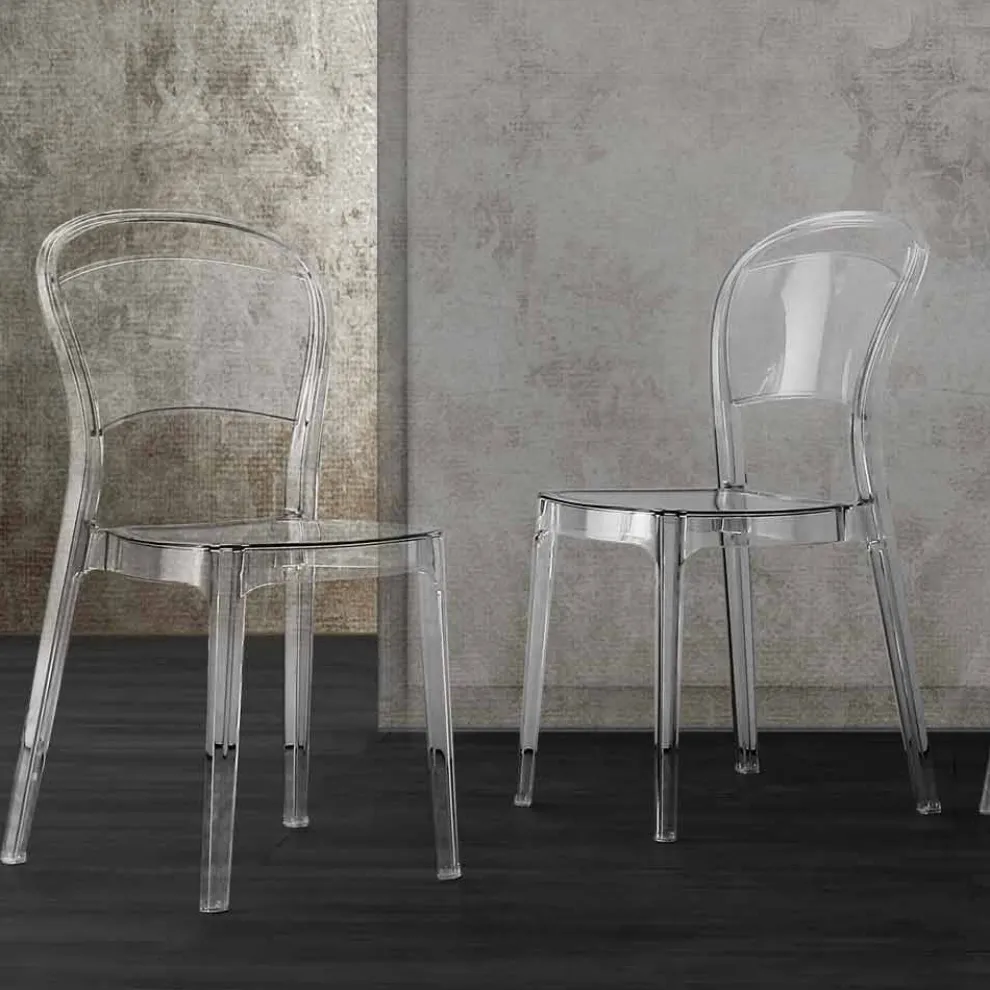 Stuhl aus transparentem Polycarbonat, modernes Design - Yanis