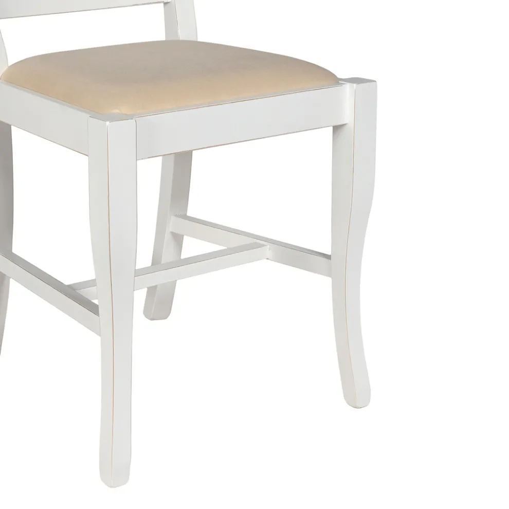 Stuhl aus weißem Holz und Juma-Beige-Stoff, hergestellt in Italien – Diamante