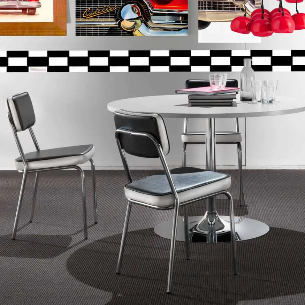 Stuhl im 50er Jahre Stil aus Kunstleder Graffiti Unica