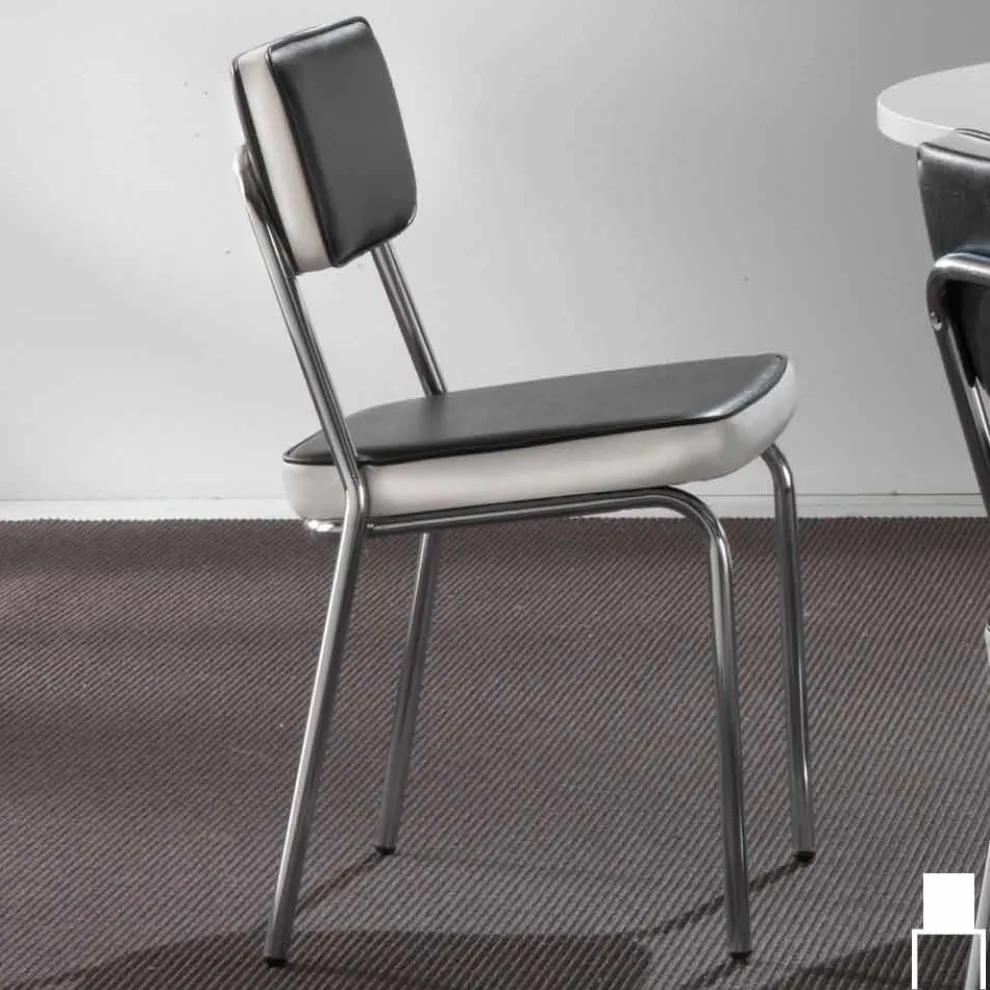 Stuhl im 50er Jahre Stil aus Kunstleder Graffiti Unica