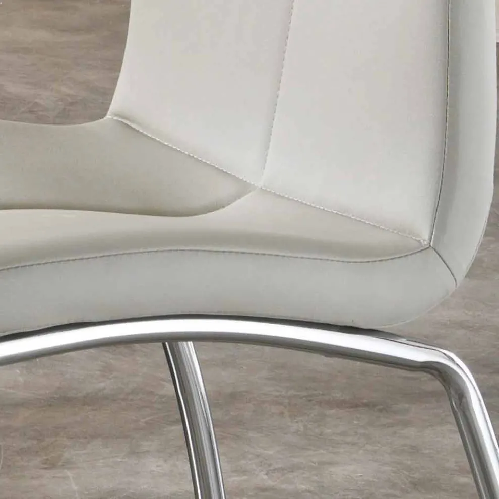 Stuhl im 4er Set aus Kunstleder und Metall verchromt