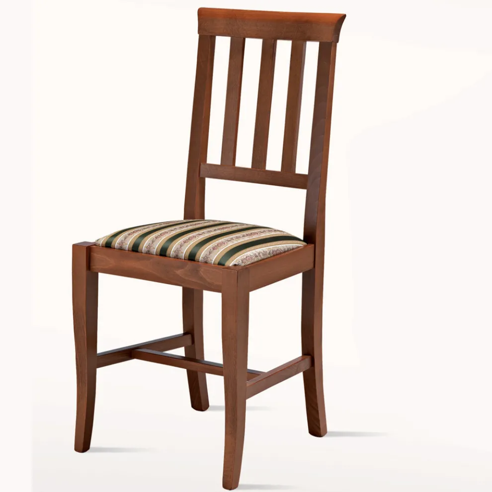 Stuhl im klassischen Design aus Holz und Sitz aus Stoff Made in Italy - Dorina