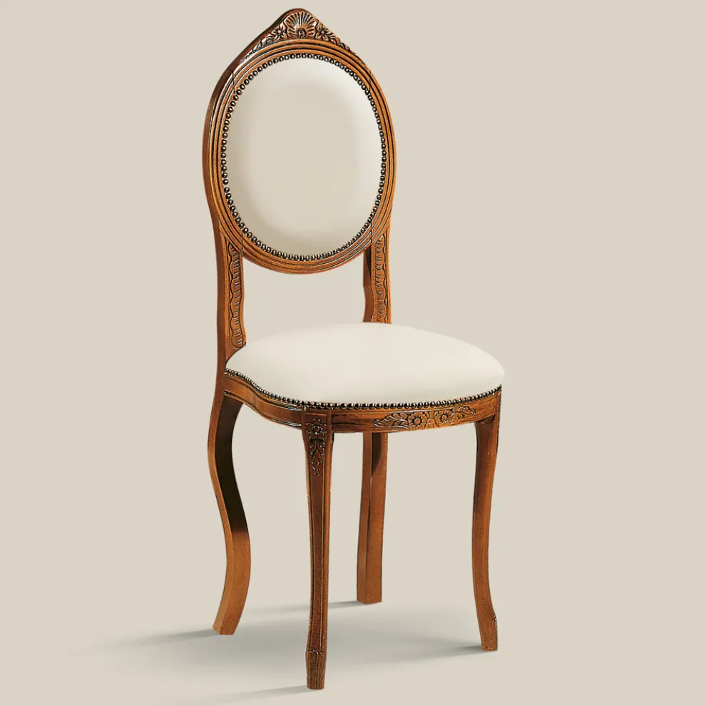 Stuhl im klassischen Stil aus gepolstertem Nussbaumholz Made in Italy - Elegant