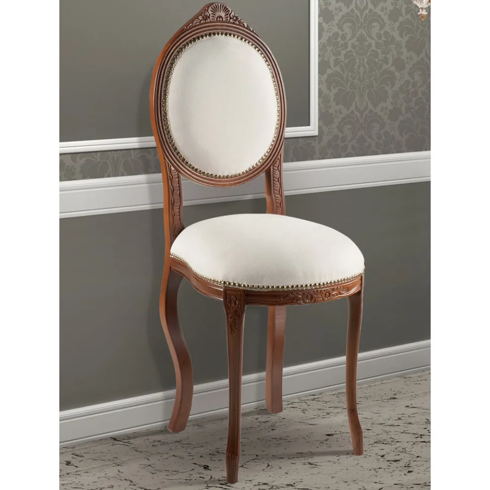 Stuhl im klassischen Stil aus gepolstertem Nussbaumholz Made in Italy - Elegant