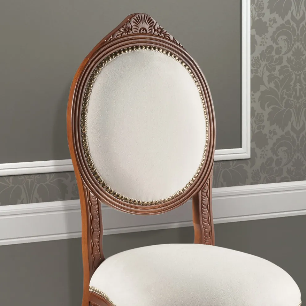 Stuhl im klassischen Stil aus gepolstertem Nussbaumholz Made in Italy - Elegant