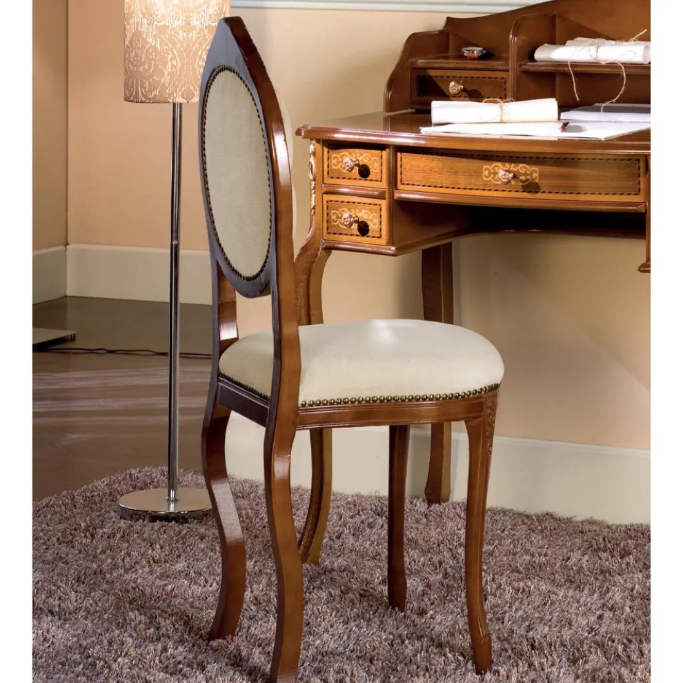 Stuhl im klassischen Stil aus gepolstertem Nussbaumholz Made in Italy - Elegant
