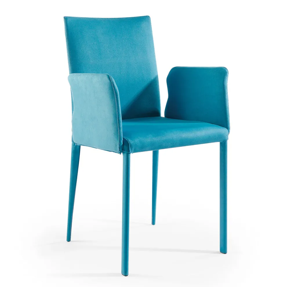 Stuhl mit Armlehnen und niedriger Rückenlehne aus Stoff „Made in Italy“ – Lenkräder