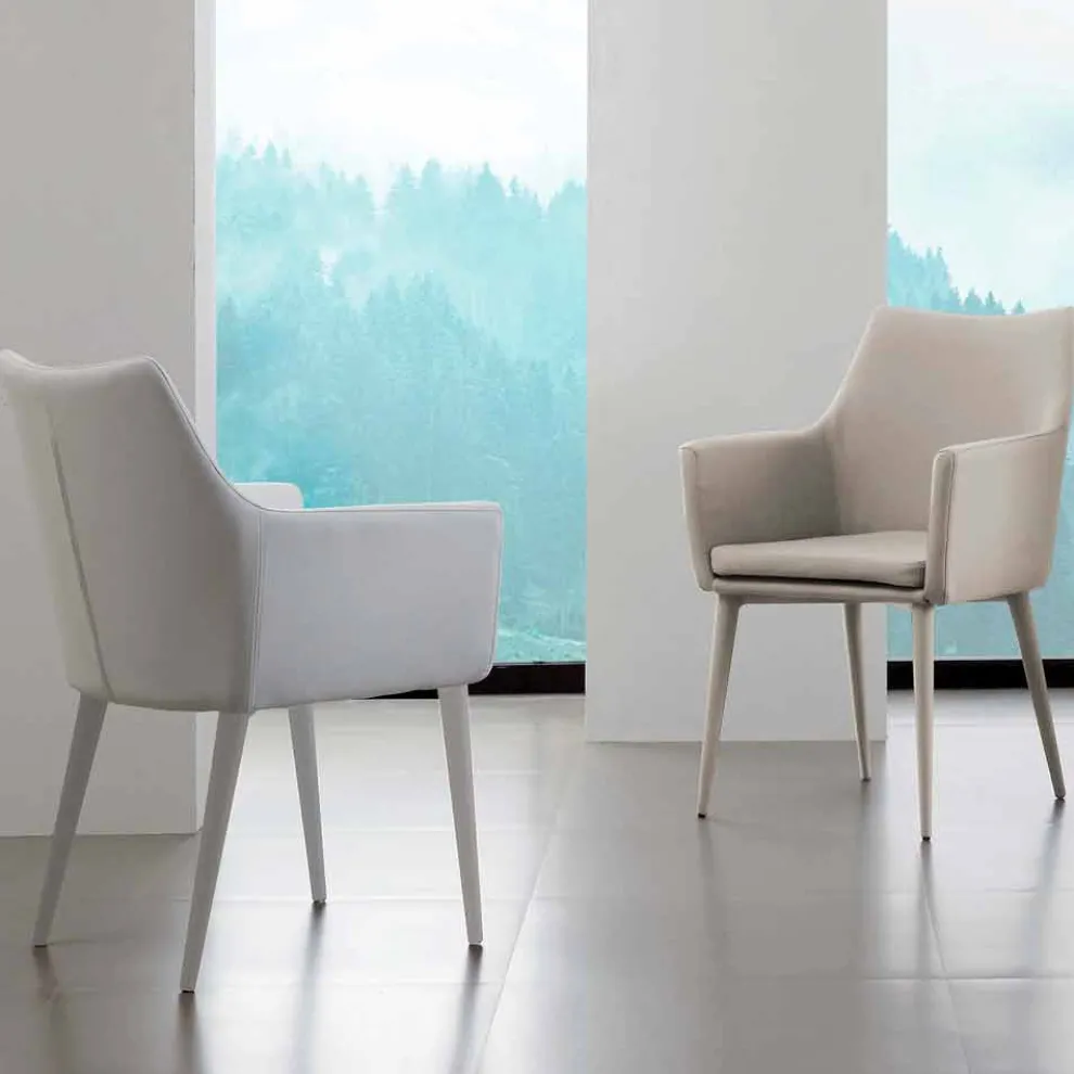 Stuhl mit Armlehnen aus Metall und Kunstleder Carlina