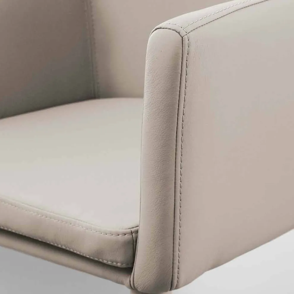 Stuhl mit Armlehnen aus Metall und Kunstleder Carlina