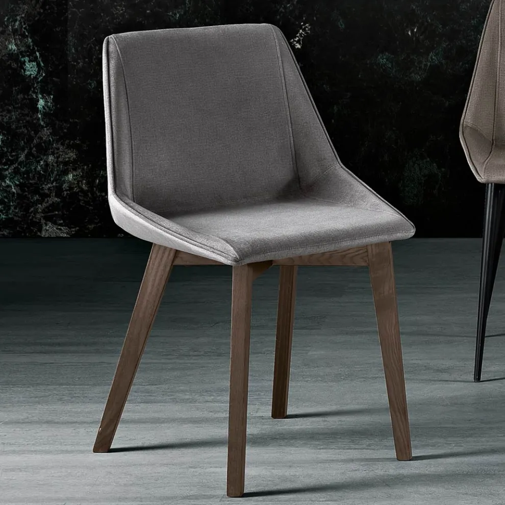 Stuhl mit Holzbeinen und Monocoque-Stoffsitz Made in Italy - Hinata