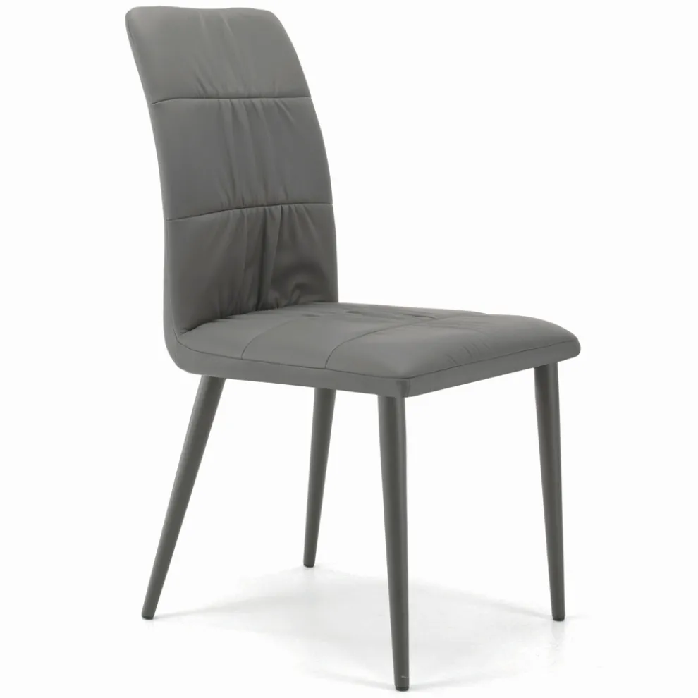 Stuhl mit lackierten Stahlbeinen und gepolstertem Sitz, hergestellt in Italien – Brescia