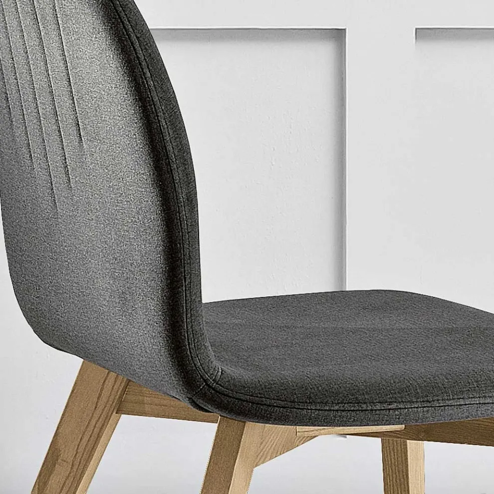 Stuhl mit Monocoque-Stoffsitz und Holzbeinen Made in Italy - Nezoku