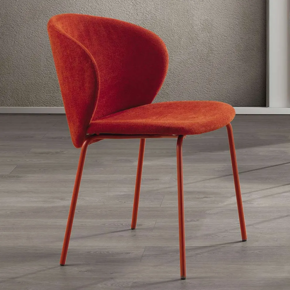 Stuhl mit Monocoque-Stoffsitz und Metallbeinen Made in Italy - Ichigo