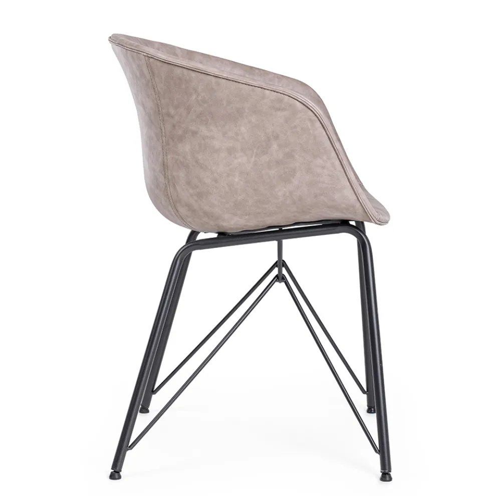 Stuhl-Sessel aus weißem oder schwarzem Stahl und Vintage-Ecoleder - Gongo