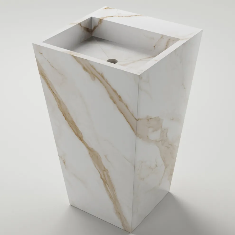 Säulen-Badezimmerwaschbecken aus Feinsteinzeug Made in Italy - Baia