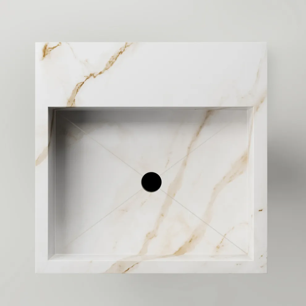 Säulen-Badezimmerwaschbecken aus Feinsteinzeug Made in Italy - Baia