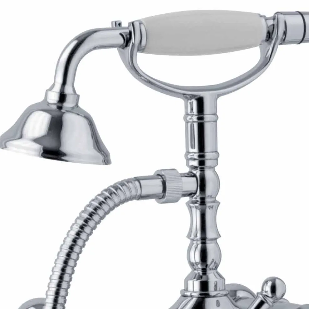 Säulenmischer für Badewanne mit Dusche aus Messing Made in Italy - Shelly