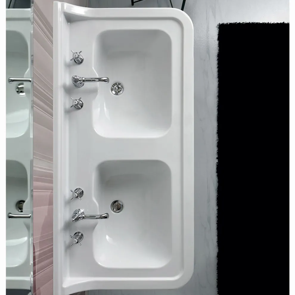 Säulenwaschbecken aus Keramik mit Doppelwaschbecken L 125 cm - Wollie