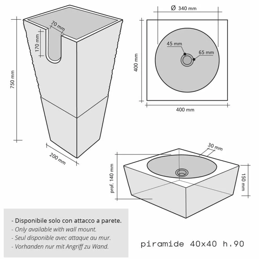 Säulenwaschbecken aus beigefarbigen Naturstein Pyramidenform Nias
