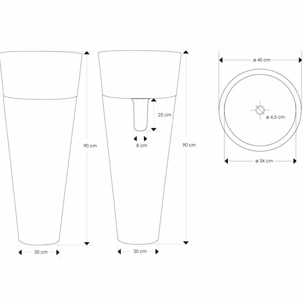 Säulenwaschbecken des modernen Designs in glänzendem schwarzem Marmor - Merlo