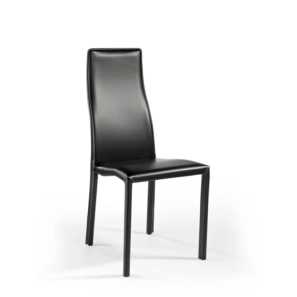 Superleichter Aluminiumstuhl gepolstert in Leder oder Rindsleder, 2 Stück - Kreuzfahrt