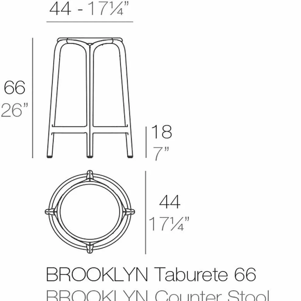 Außenhocker Brooklyn von Vondom aus Polypropylen mit Glasfaser, 4 Stück