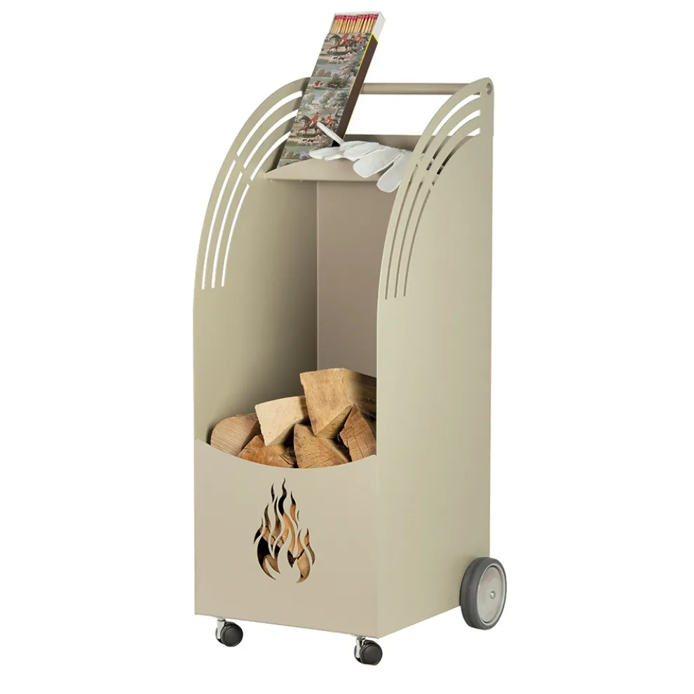 Servierwagen aus Metall und Holz mit Regal und 4 Rädern, hergestellt in Italien – Geco