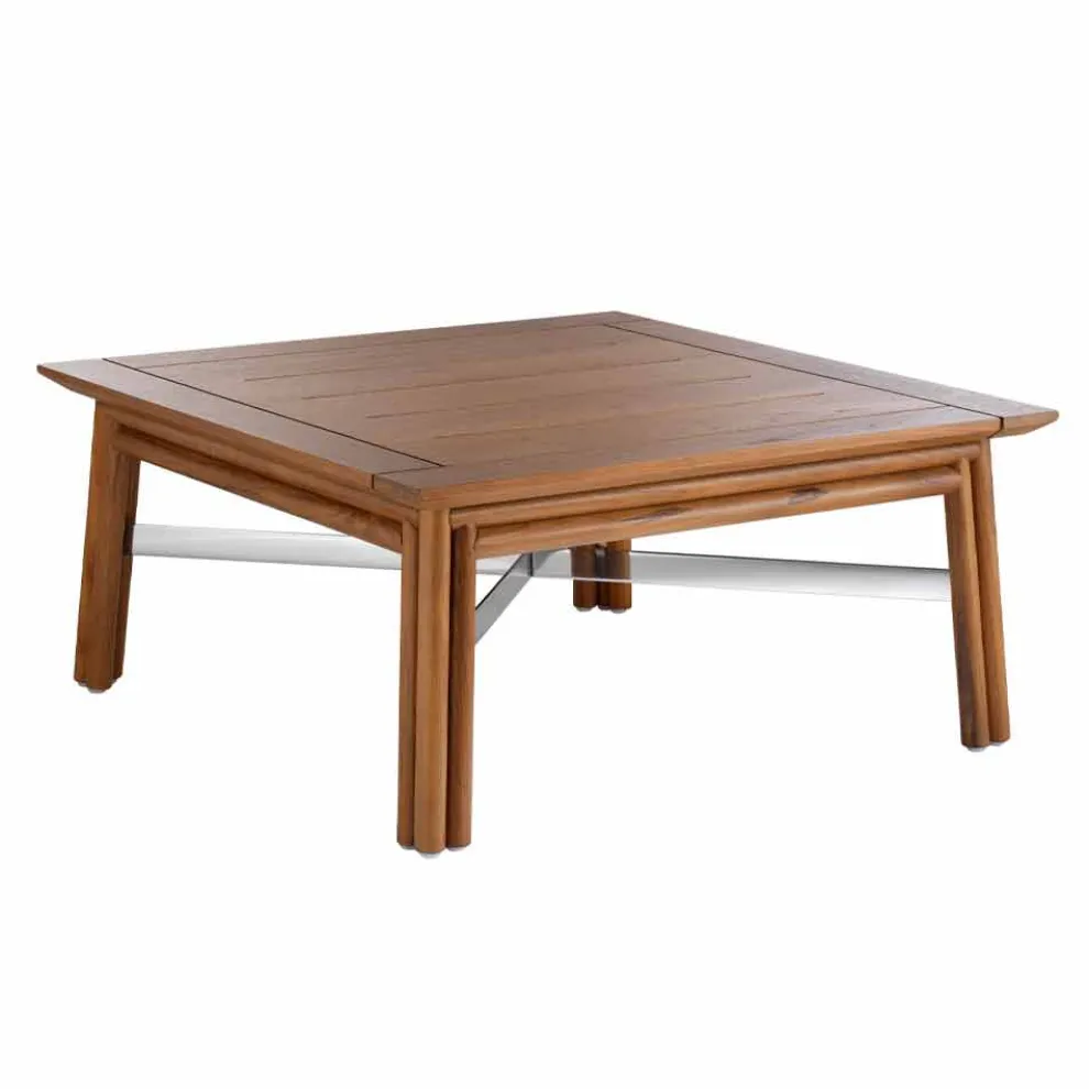 Low Square Outdoor Couchtisch in Naturholz oder Schwarz Design - Suzana