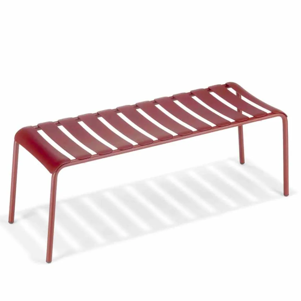 Niedrige Bank aus lackiertem Aluminium im Freien, hergestellt in Italien - Sybella