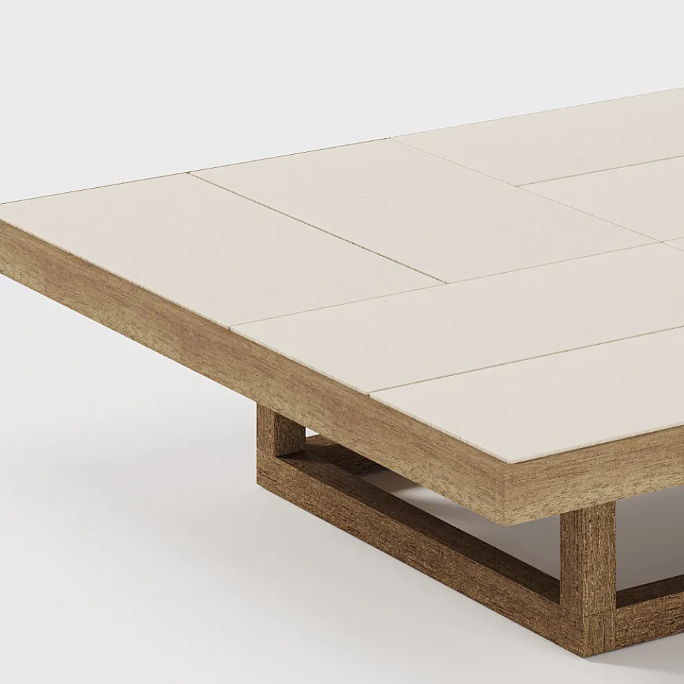 Niedriger Garten-Couchtisch mit Plattenplatte aus Steingut Made in Italy - Bresson