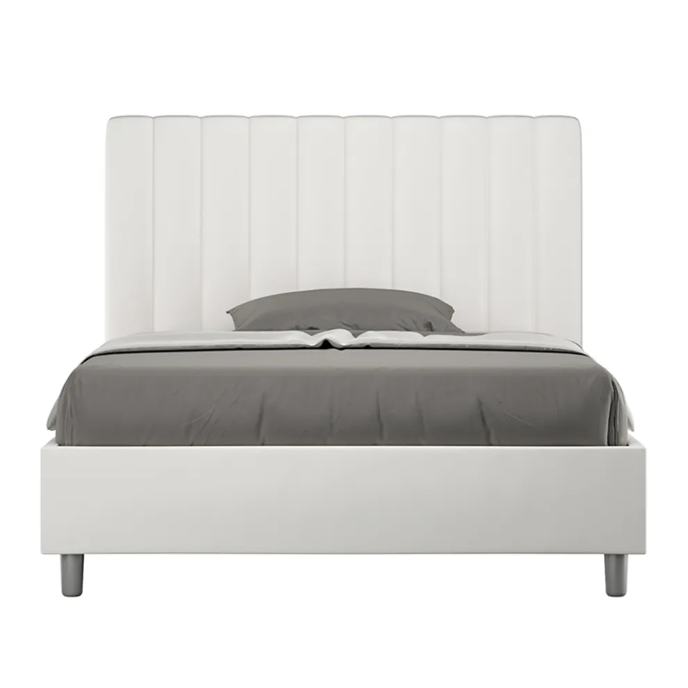 Bett 140x200 cm Kopfteil mit symmetrischen vertikalen Linien Made in Italy - Glove