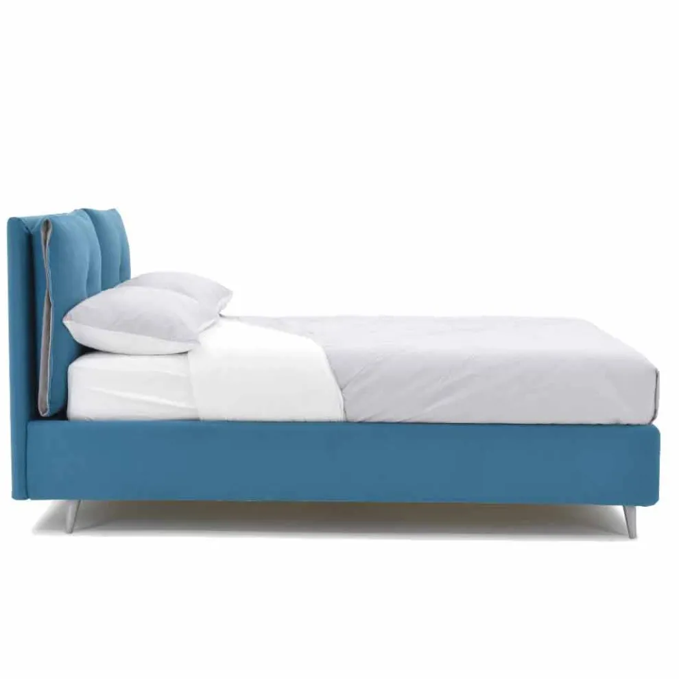 Doppelbett mit Behälter aus Stoff Made in Italy - Renato