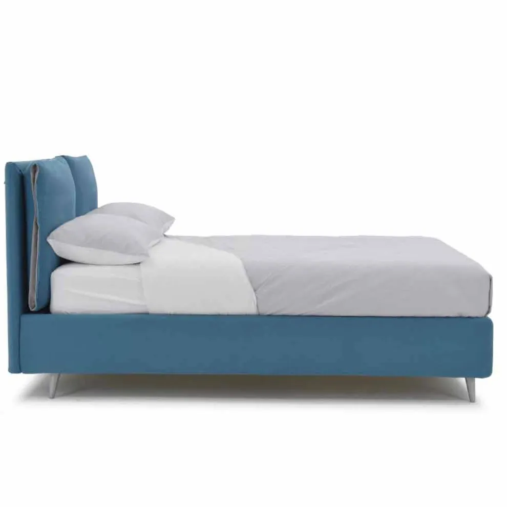 Doppelbett mit Behälter aus Stoff Made in Italy - Renato