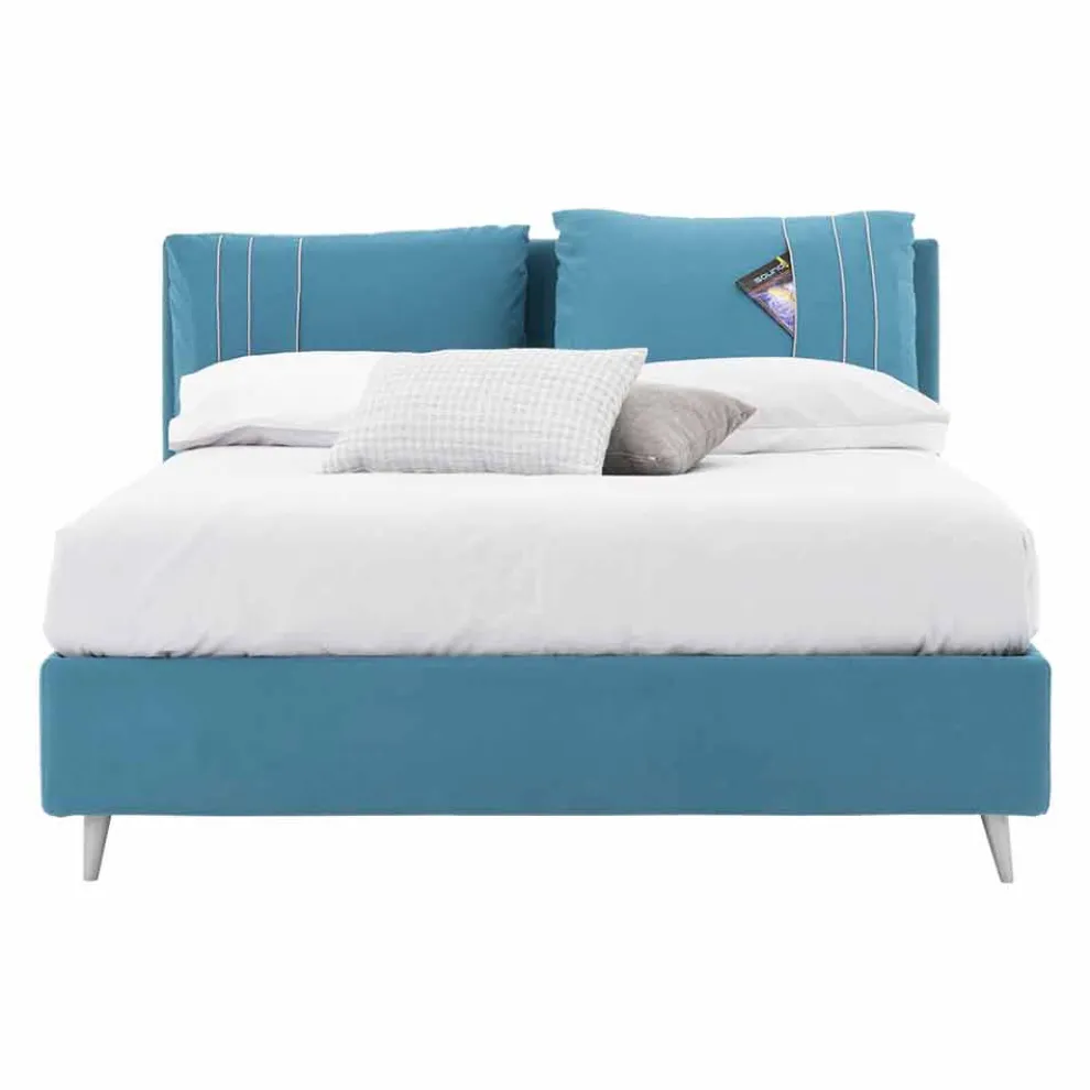 Doppelbett mit Behälter aus Stoff Made in Italy - Renato