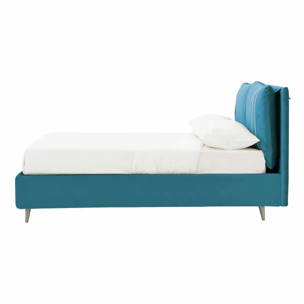 Doppelbett mit Behälter aus Stoff Made in Italy - Renato