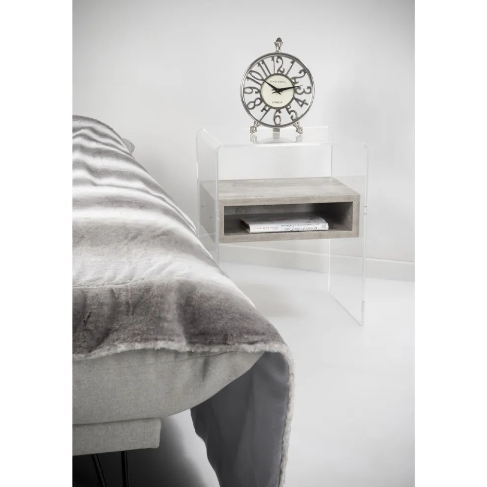 Designer Nachttisch aus transparentem Plexiglas und Holz - Pascoli