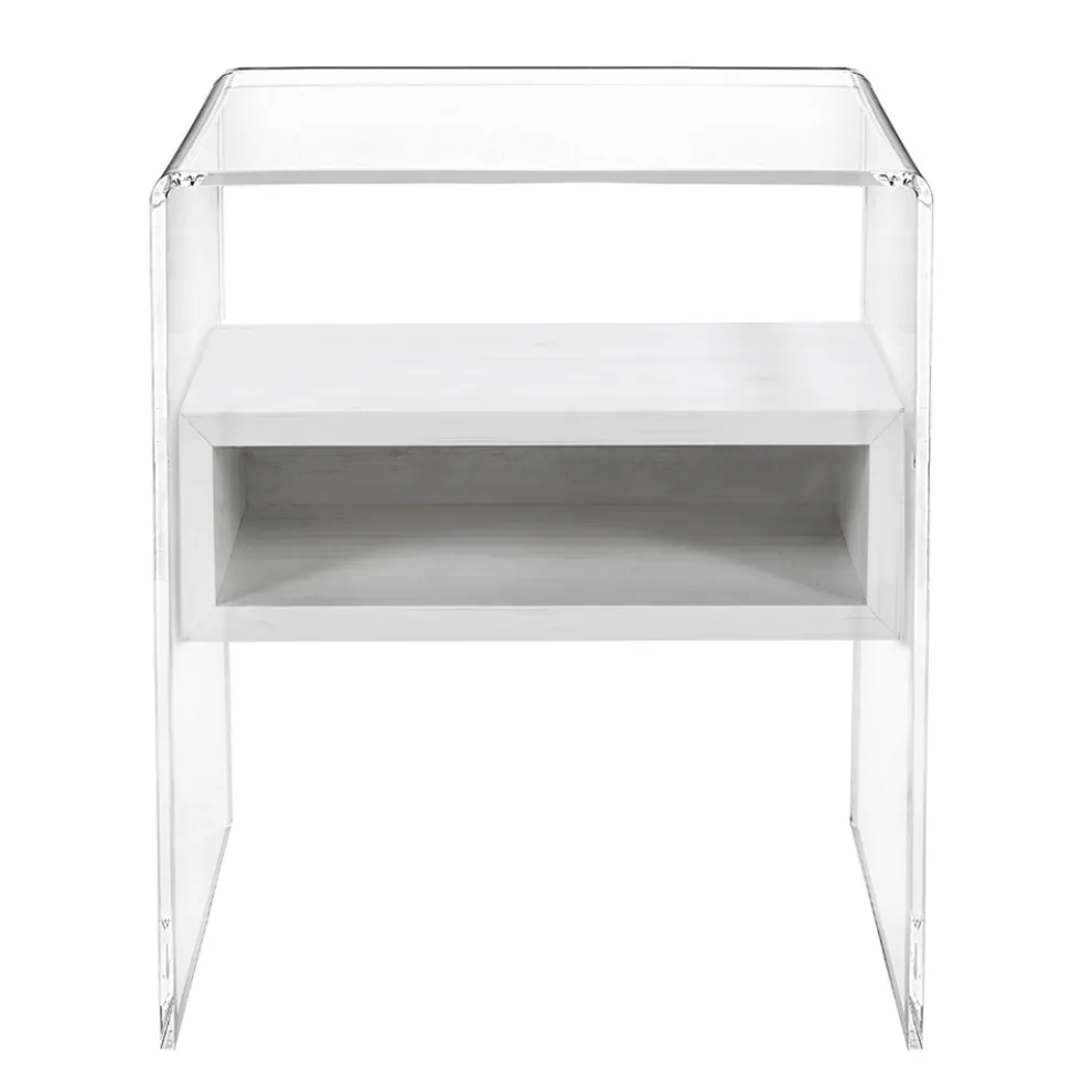 Designer Nachttisch aus transparentem Plexiglas und Holz - Pascoli