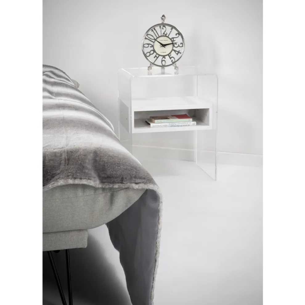 Designer Nachttisch aus transparentem Plexiglas und Holz - Pascoli