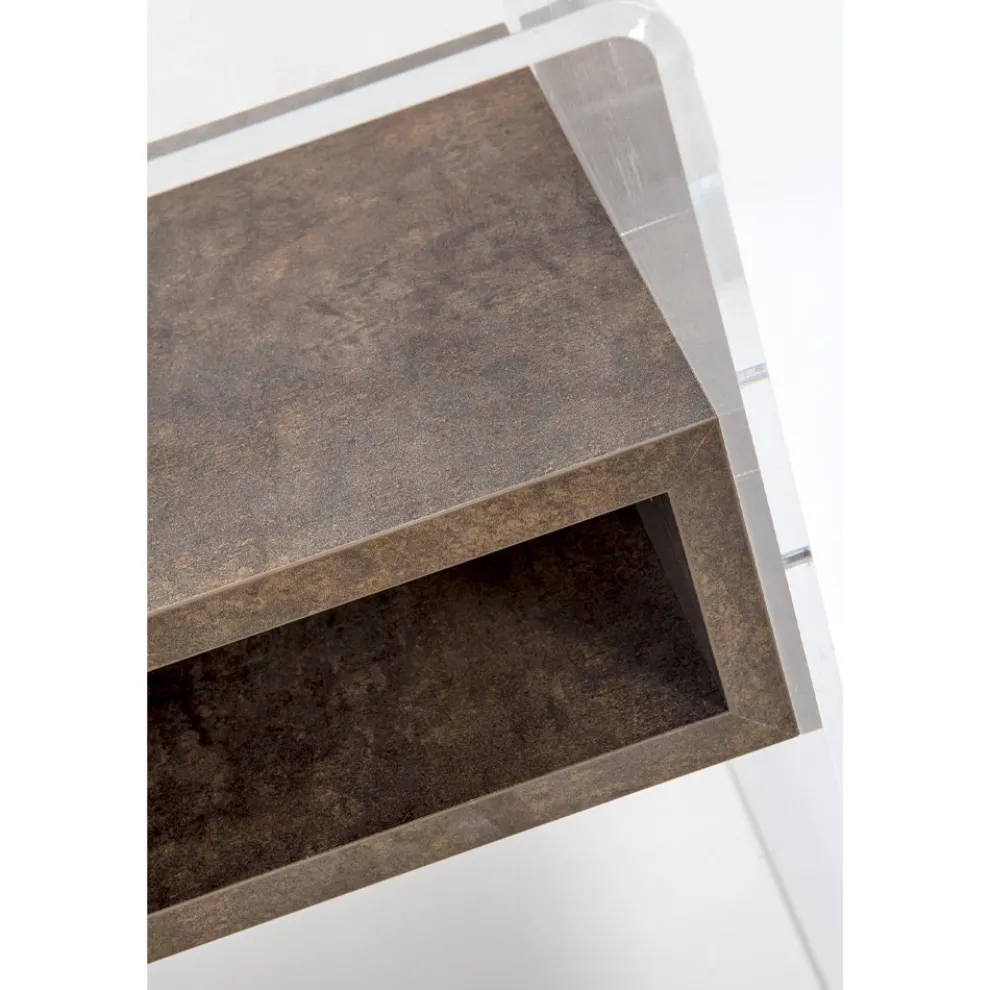 Designer Nachttisch aus transparentem Plexiglas und Holz - Pascoli