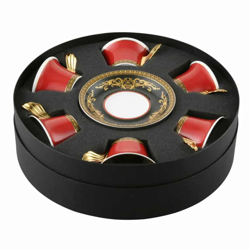 Rosenthal Versace Medusa Rote Teetasse 6 Stück in Porzellan