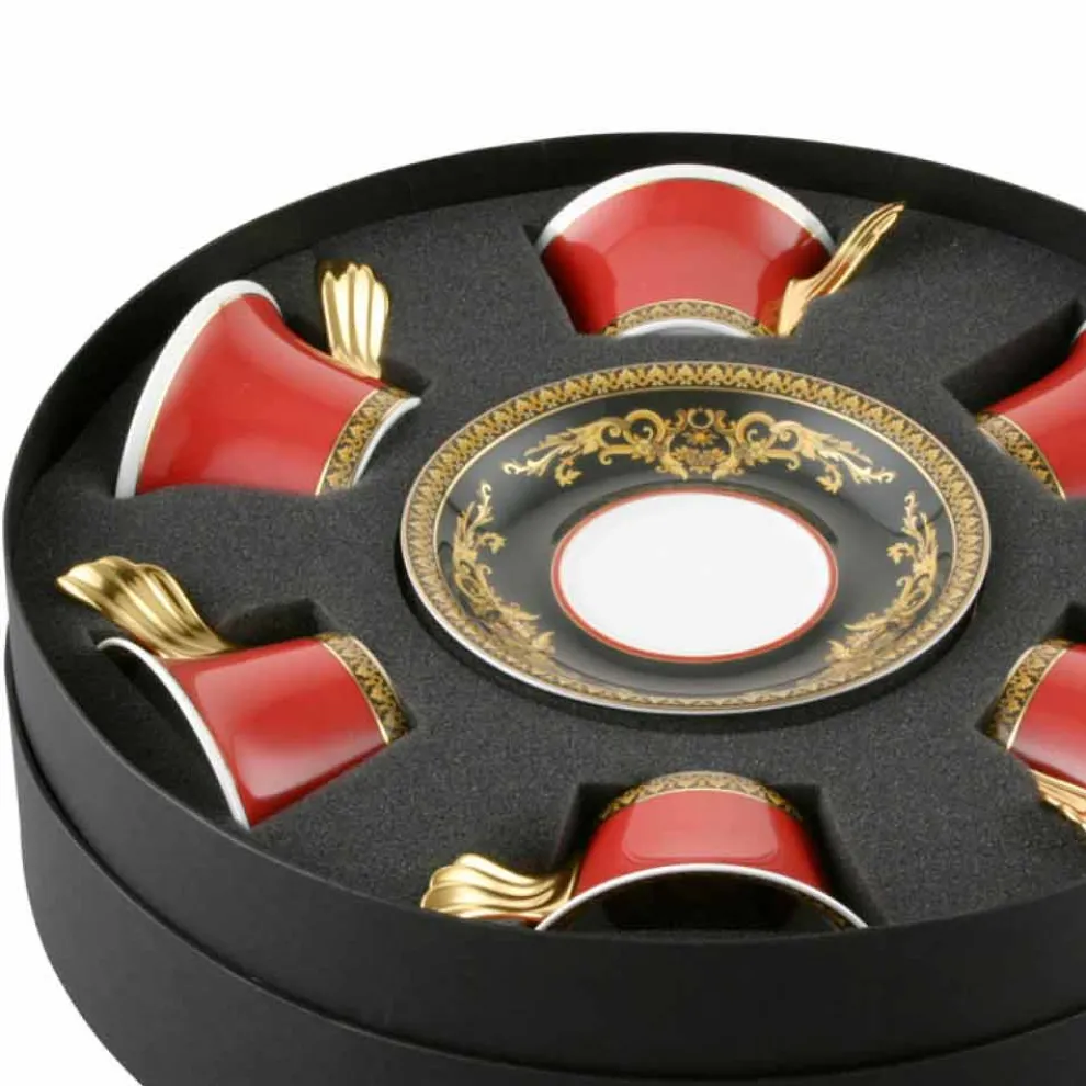 Rosenthal Versace Medusa Rote Teetasse 6 Stück in Porzellan