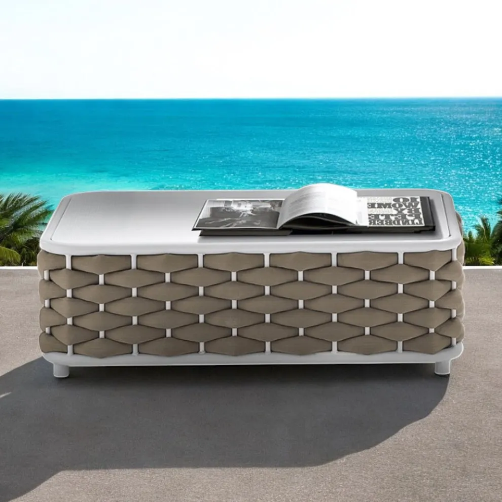 Outdoor-Couchtisch aus Aluminium und handgewebtem Stoff - Reda