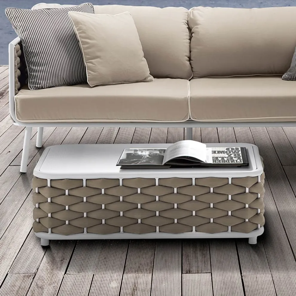 Outdoor-Couchtisch aus Aluminium und handgewebtem Stoff - Reda