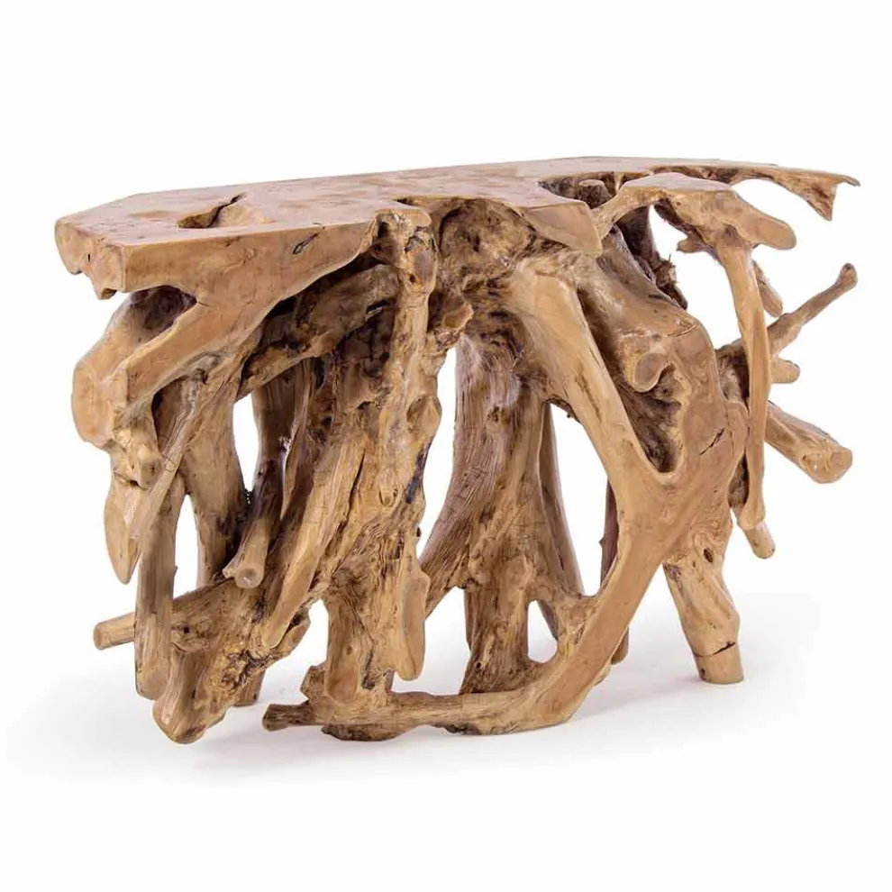 Technische Designkonsole mit natürlichen Teakwurzeln - Johannisbrot