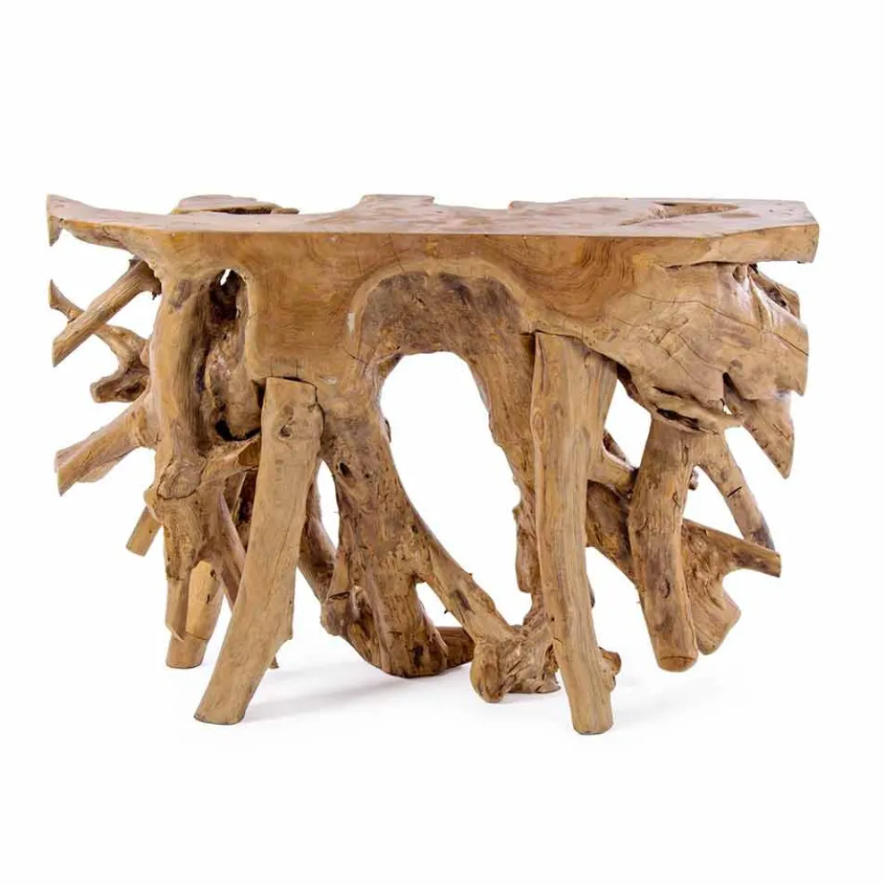 Technische Designkonsole mit natürlichen Teakwurzeln - Johannisbrot