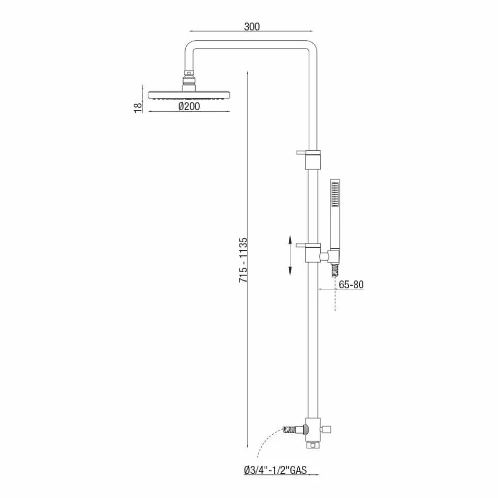 Teleskopische und verstellbare Duschsäule aus verchromtem Messing Made in Italy - Naspo
