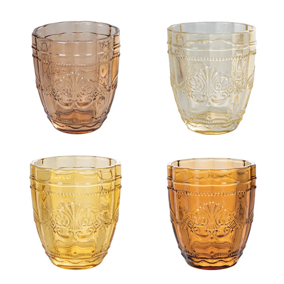 12er Set Wassergläser 265 ml aus Glas mit Arabesken-Dekor - Arabisch